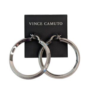 Vince Camuto Silver-Tone Hoop Earrings Latch-Back Closure 2" Diameter New